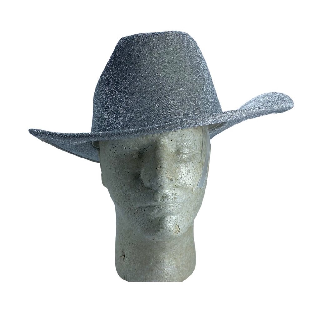 Silver Glitter Cowboy Cowgirl Hat Adult Costume Bachelorette Party Nashville